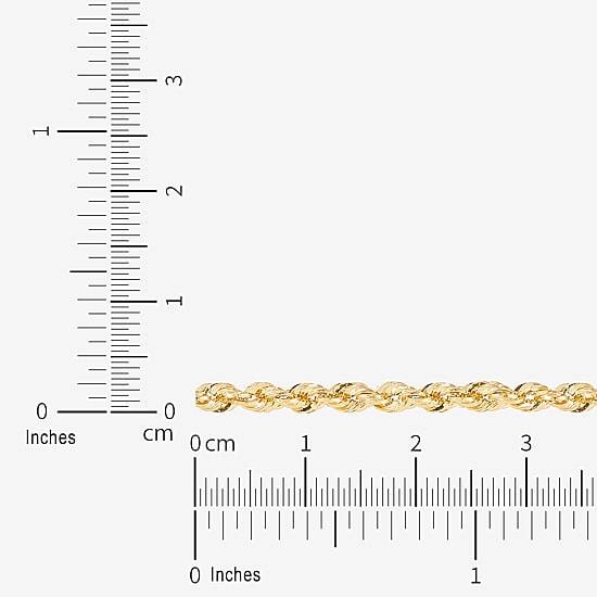 Womens 10K Gold 24 Inch Rope Chain Necklace