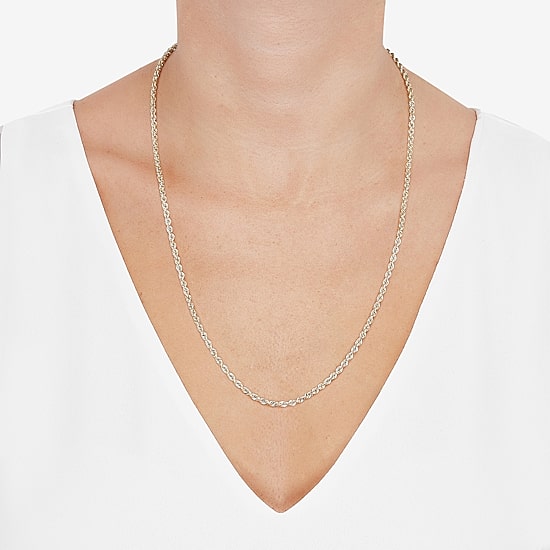 Womens 10K Gold 24 Inch Rope Chain Necklace