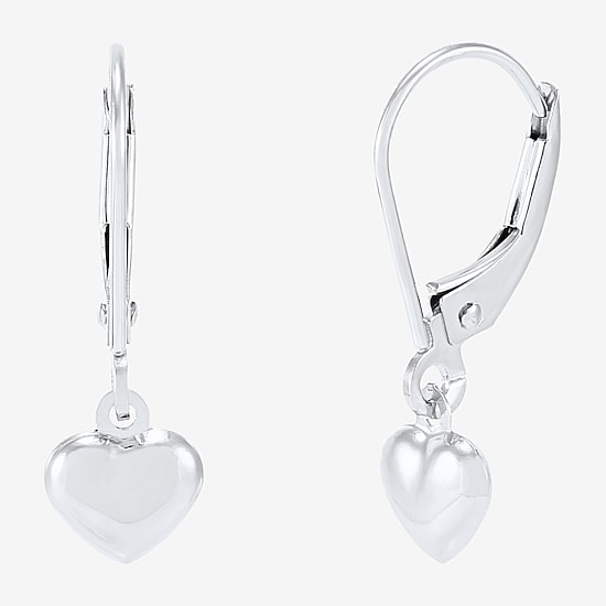Womens 14K Gold Heart Drop Earrings