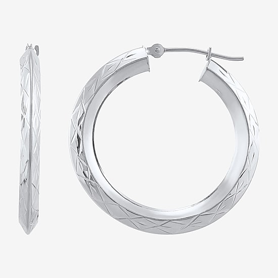 Womens 14K Gold 30mm Hoop Earrings