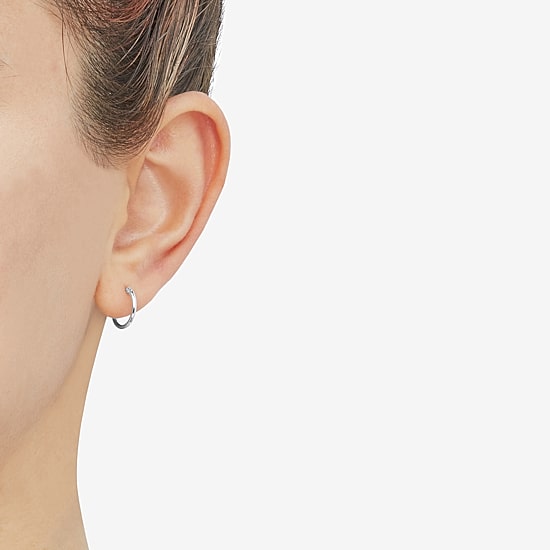 Womens 14K Gold 12mm Hoop Earrings
