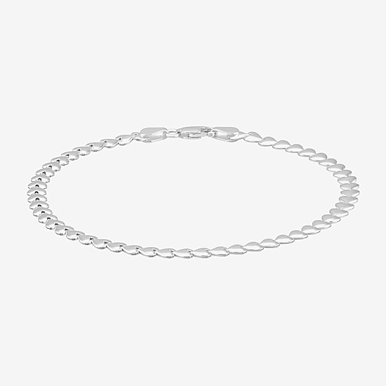 Made in Italy Womens Sterling Silver 9 Inch Stampato Chain Bracelet