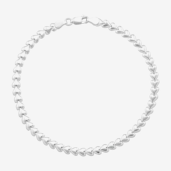 Made in Italy Womens Sterling Silver 9 Inch Stampato Chain Bracelet