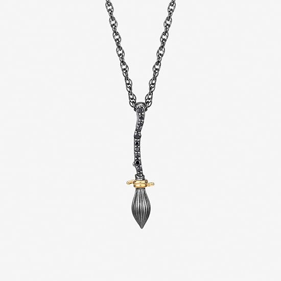 Harry Potter Womens Diamond Accent Lab Grown Black Diamond 14K Gold Over Silver 16 Inch Pendant Necklace
