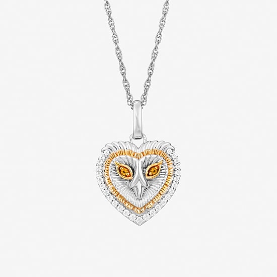 Harry Potter (F / Si2) Womens 1/8 CT. T.W. Lab Grown Diamond Genuine Yellow Citrine 14K Two Tone Gold Over Silver 18 Inch Pendant Necklace