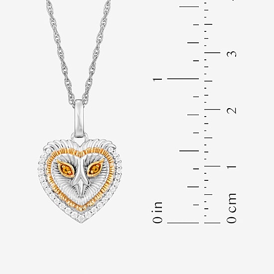 Harry Potter (F / Si2) Womens 1/8 CT. T.W. Lab Grown Diamond Genuine Yellow Citrine 14K Two Tone Gold Over Silver 18 Inch Pendant Necklace