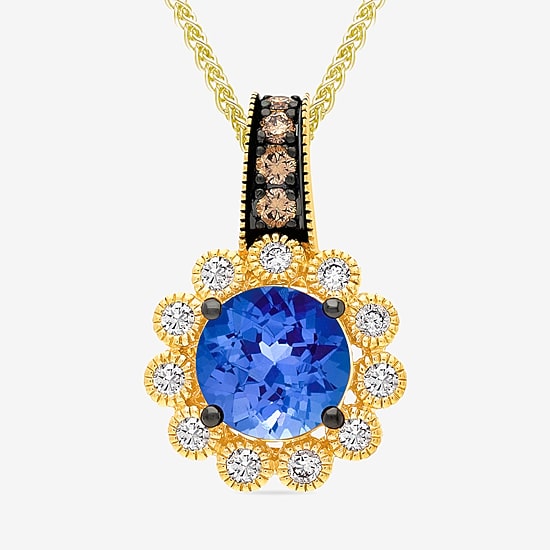 Le Vian Grand Sample Sale Le Vian Grand Sample Sale Limited Quantities! Womens 1/3 CT. T.W. Genuine Blue Tanzanite 14K Gold Round 20 Inch Pendant Necklace