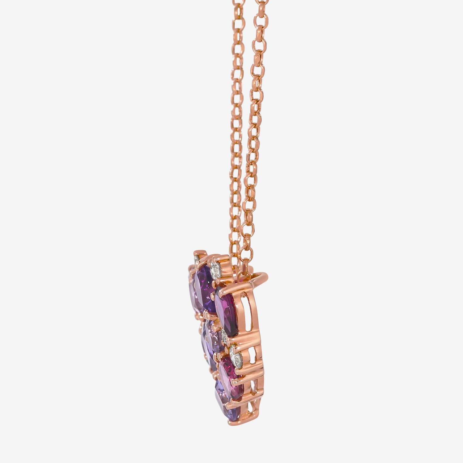 Le Vian Grand Sample Sale Le Vian Grand Sample Sale Limited Quantities! Womens 1/3 CT. T.W. Genuine Multi Color Amethyst 14K Rose Gold Heart 19 Inch Pendant Necklace