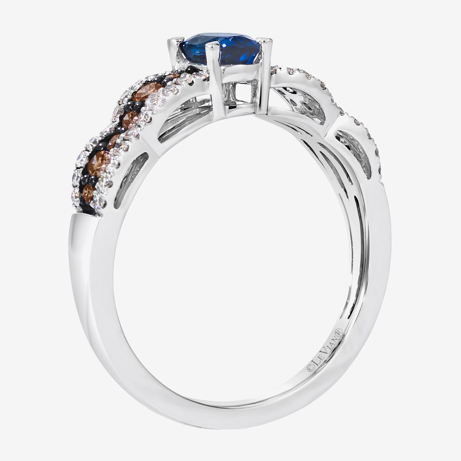 Le Vian Grand Sample Sale Le Vian Grand Sample Sale Limited Quantities! Womens 3/8 CT. T.W. Genuine Blue Sapphire 14K White Gold Oval Side Stone Cocktail Ring