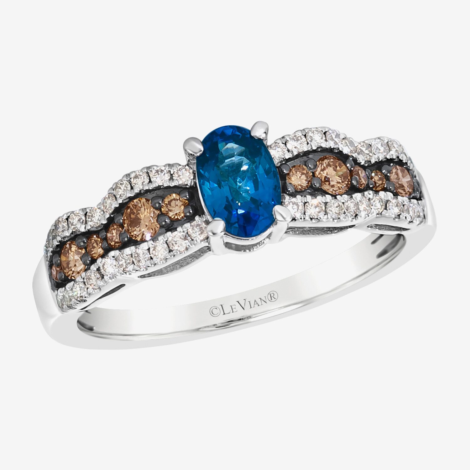 Le Vian Grand Sample Sale Le Vian Grand Sample Sale Limited Quantities! Womens 3/8 CT. T.W. Genuine Blue Sapphire 14K White Gold Oval Side Stone Cocktail Ring