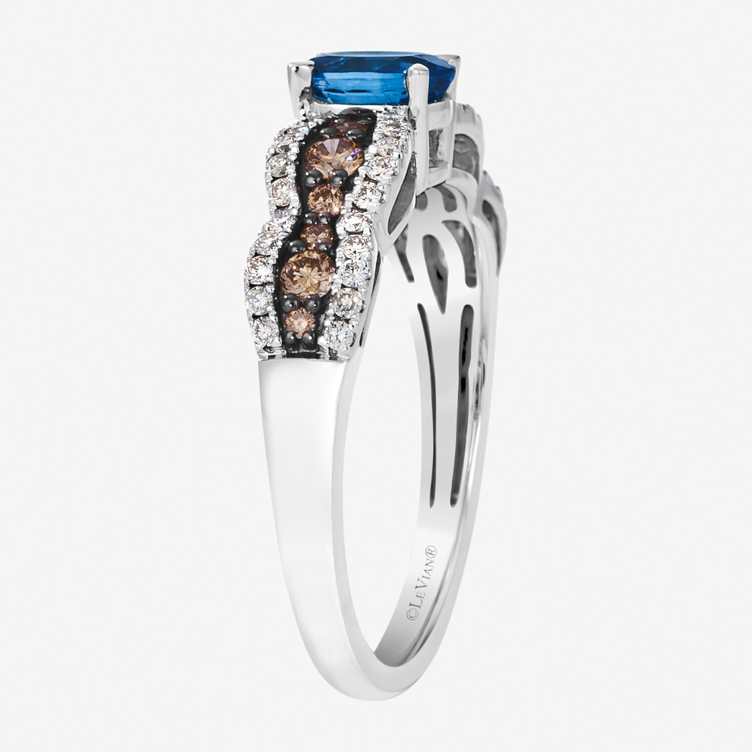 Le Vian Grand Sample Sale Le Vian Grand Sample Sale Limited Quantities! Womens 3/8 CT. T.W. Genuine Blue Sapphire 14K White Gold Oval Side Stone Cocktail Ring