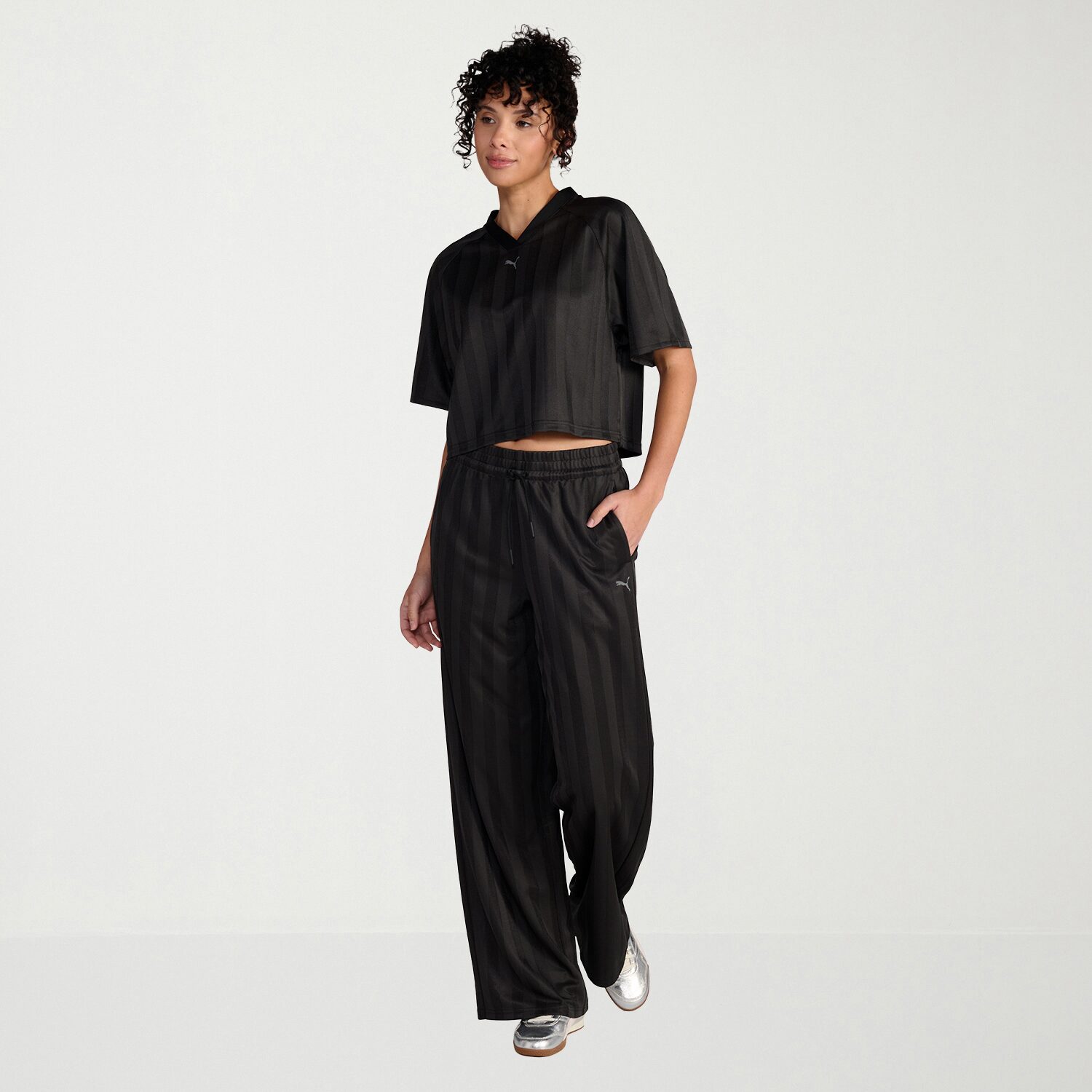 PUMA Womens Wide Leg Mid Rise Relaxed Fit Drawstring Pant