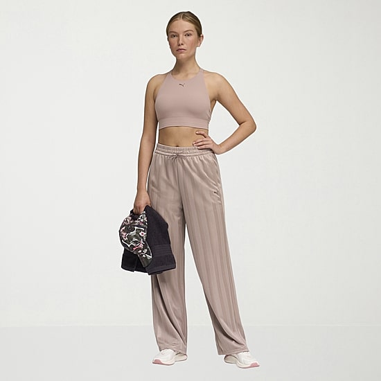 PUMA Womens Wide Leg Mid Rise Relaxed Fit Drawstring Pant