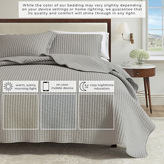 Linery Detailed Channel Stitch Reversible Quilt Set