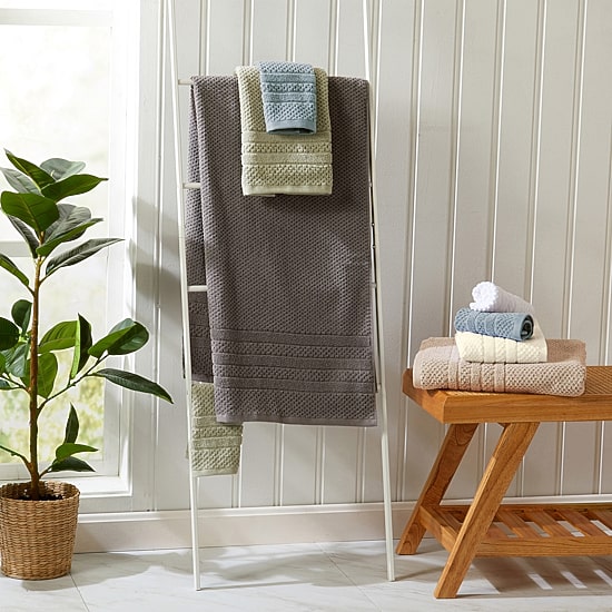 Linery Cotton Checkered Weave 6-pc. Quick Dry Hand Towel Set