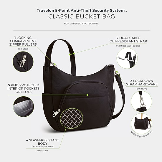 Anti-Theft Classic Crossbody Bucket Bag