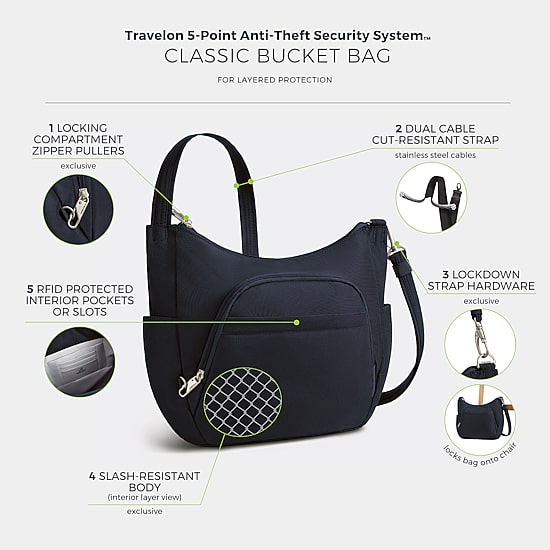 Anti-Theft Classic Crossbody Bucket Bag