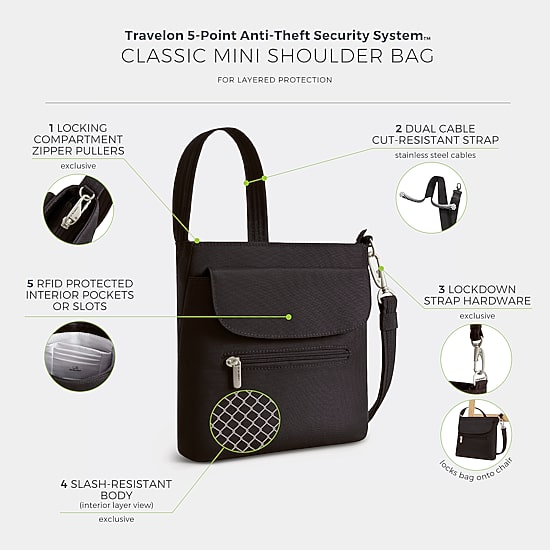 Travelon Anti-theft Classic Mini Shoulder Bag