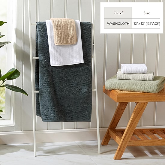 Linery Cotton Textured Weave 12-pc. Quick Dry Washcloth