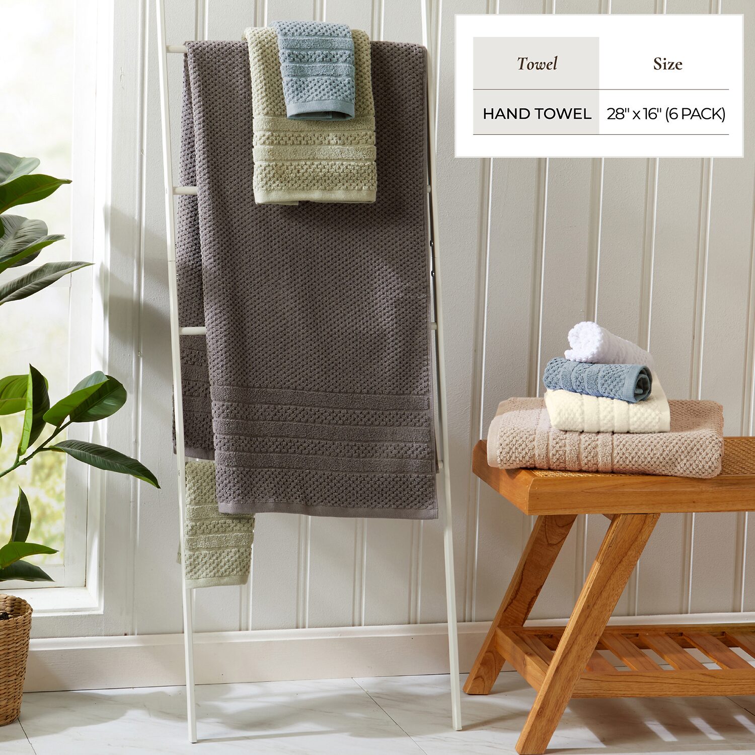 Linery Cotton Checkered Weave 6-pc. Quick Dry Hand Towel Set