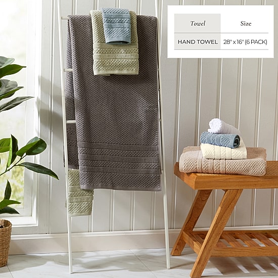 Linery Cotton Checkered Weave 6-pc. Quick Dry Hand Towel Set