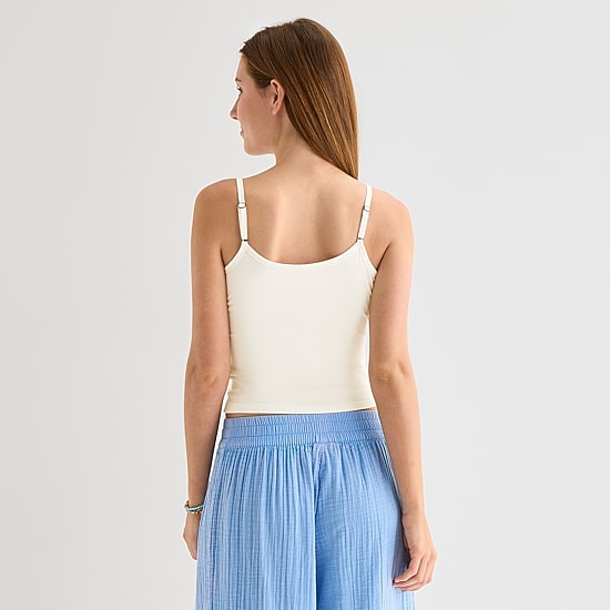 Arizona Womens Juniors Scoop Neck Sleeveless Tank Top