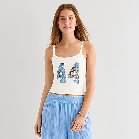 Arizona Womens Juniors Scoop Neck Sleeveless Tank Top