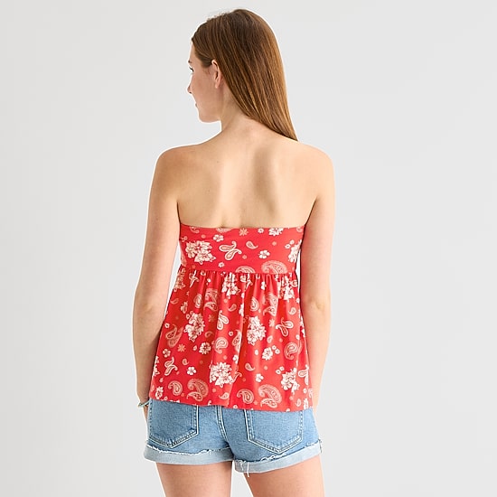 Arizona Womens Juniors Straight Neck Sleeveless Babydoll Top