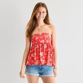 Arizona Womens Juniors Sleeveless Babydoll Top