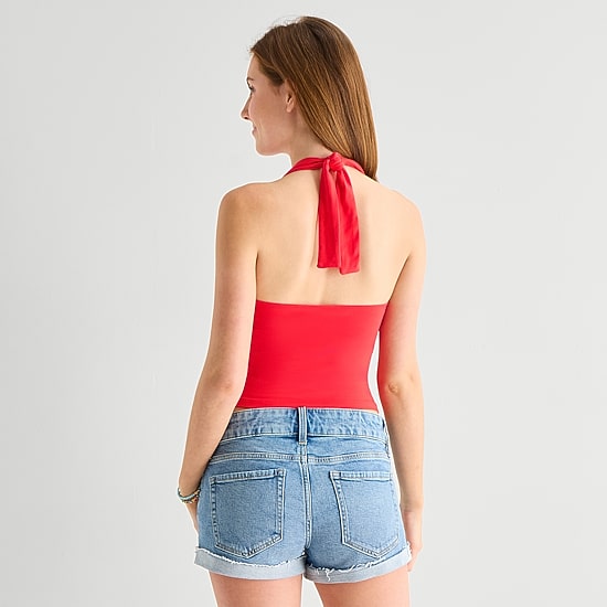 Arizona Womens Juniors Halter Neck Sleeveless Tank Top