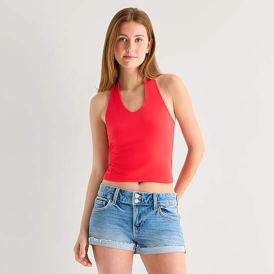 Arizona Womens Juniors Halter Neck Sleeveless Tank Top