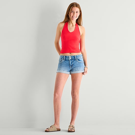 Arizona Womens Juniors Halter Neck Sleeveless Tank Top