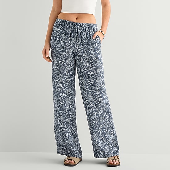 Arizona Womens Juniors Wide Leg Pull-On Pant