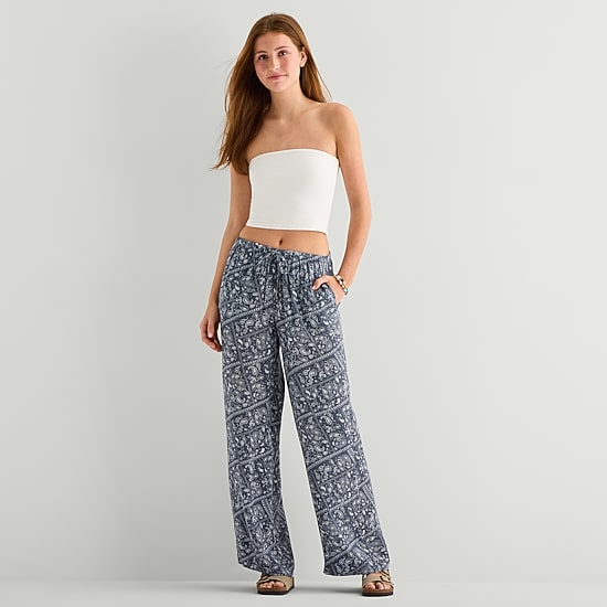 Arizona Womens Juniors Wide Leg Pull-On Pant