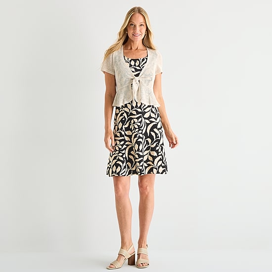 Perceptions Womens Floral Jacket Dress