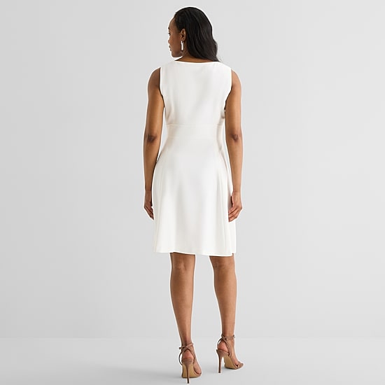 Black Label by Evan-Picone Womens Crew Neck Sleeveless Fit + Flare Dress