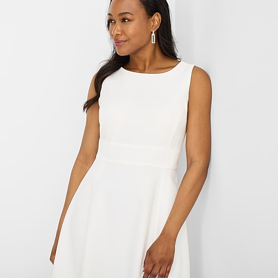 Black Label by Evan-Picone Womens Crew Neck Sleeveless Fit + Flare Dress