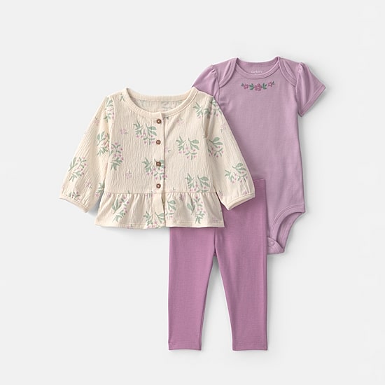 Carter's Baby Girls Jersey 3-pc. Pant Set