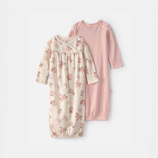 Carter's Baby Girls Crew Neck Long Sleeve 2-pc. Nightgown