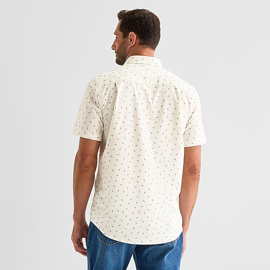 St. John's Bay Stretch Poplin Mens Short Sleeve Classic Fit Button-Down Shirt