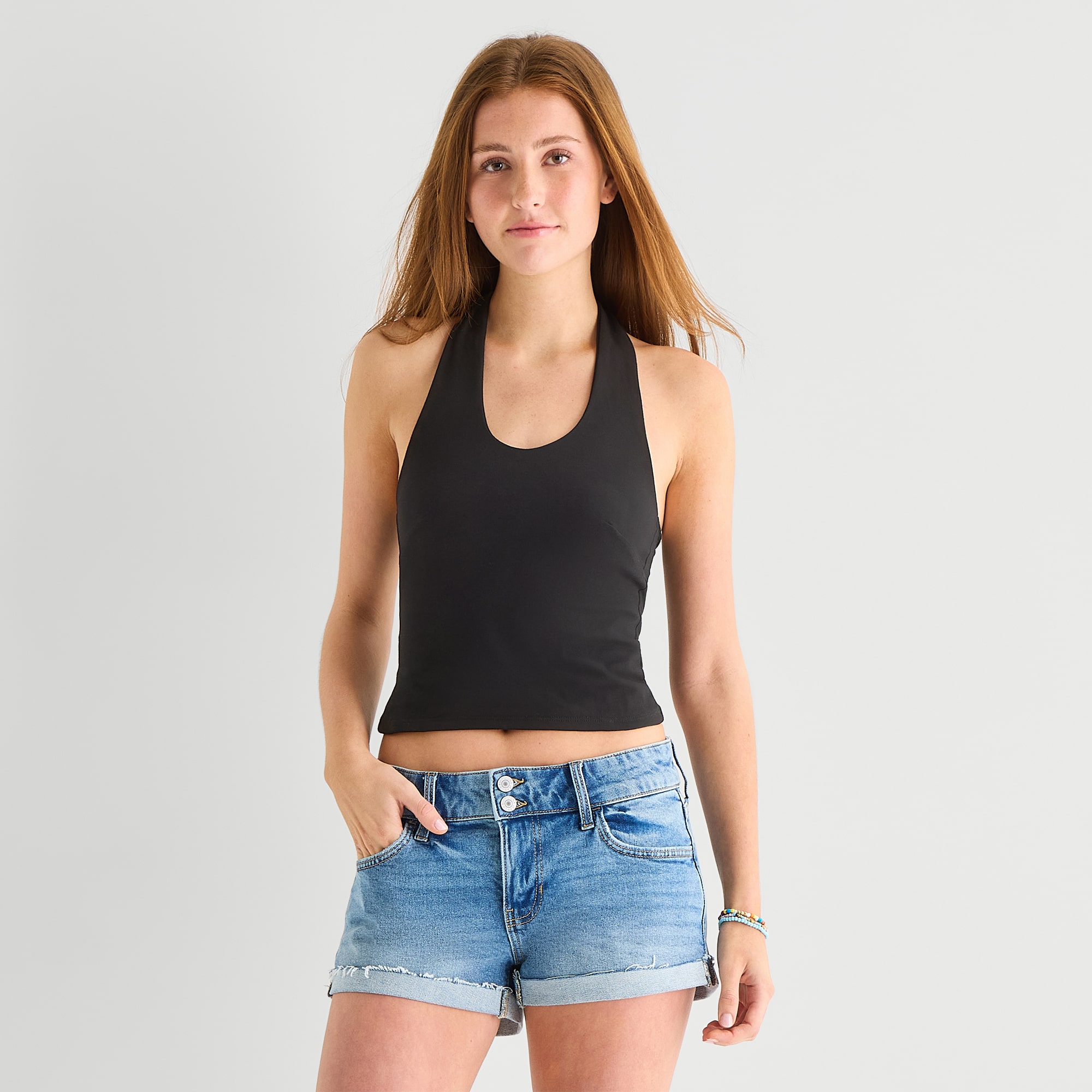 Arizona Womens Juniors Halter Neck Sleeveless Tank Top