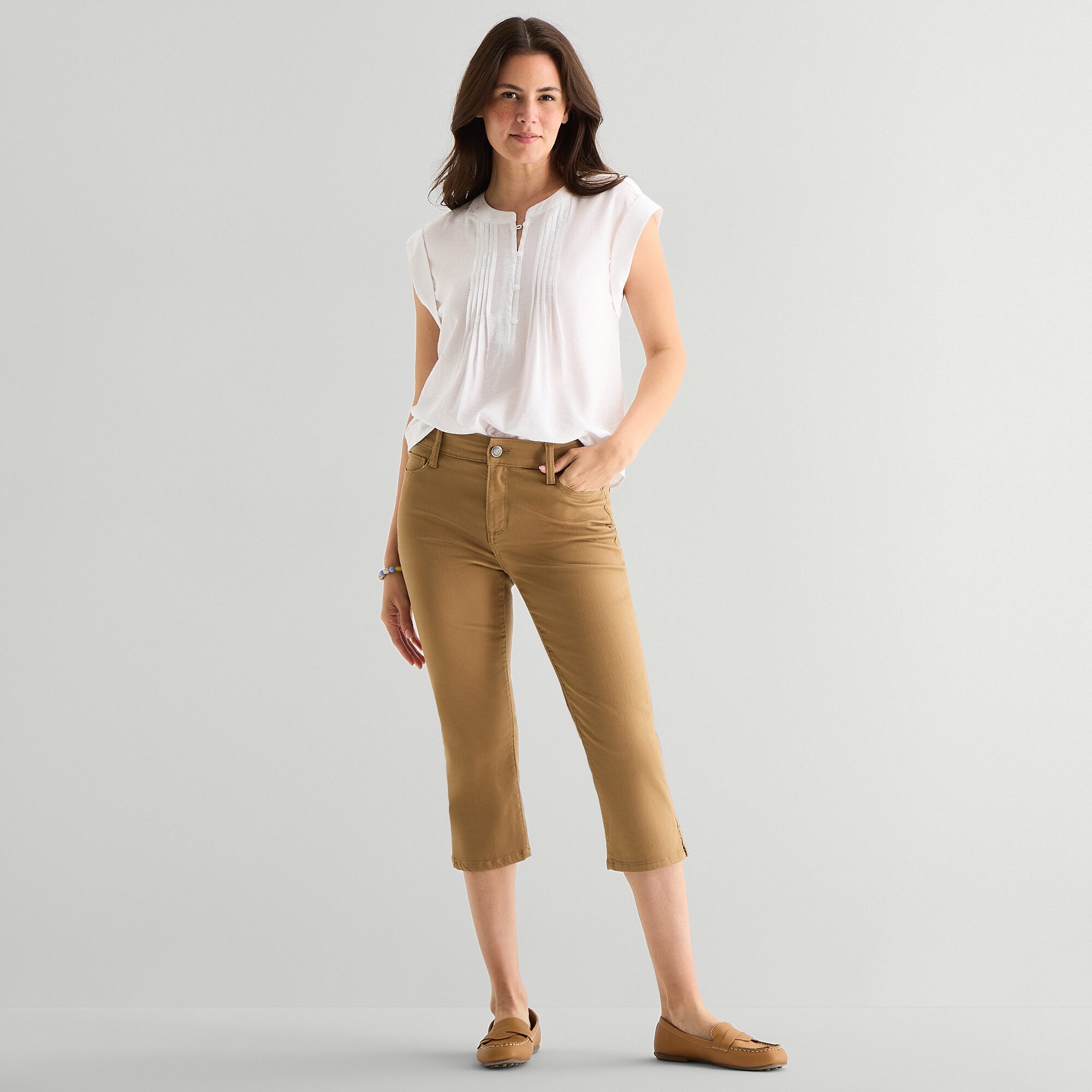 St. John's Bay Womens Henley Neck Short Sleeve Blouse