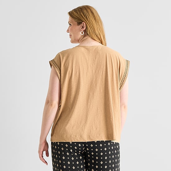 Liz Claiborne Womens Plus Round Neck Short Sleeve Blouse