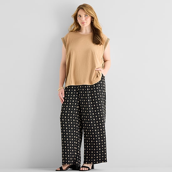 Liz Claiborne Womens Plus Round Neck Short Sleeve Blouse