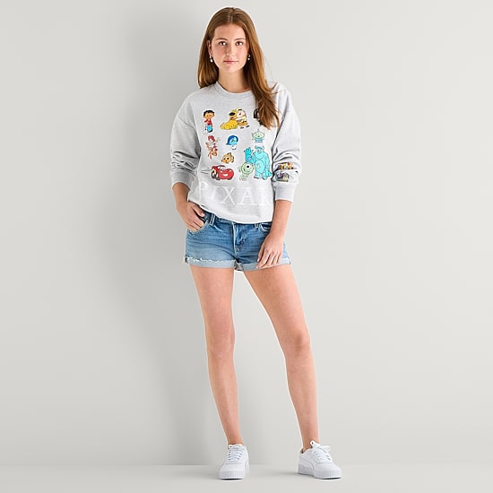 Pixar Womens Juniors Crew Neck Long Sleeve Sweatshirt