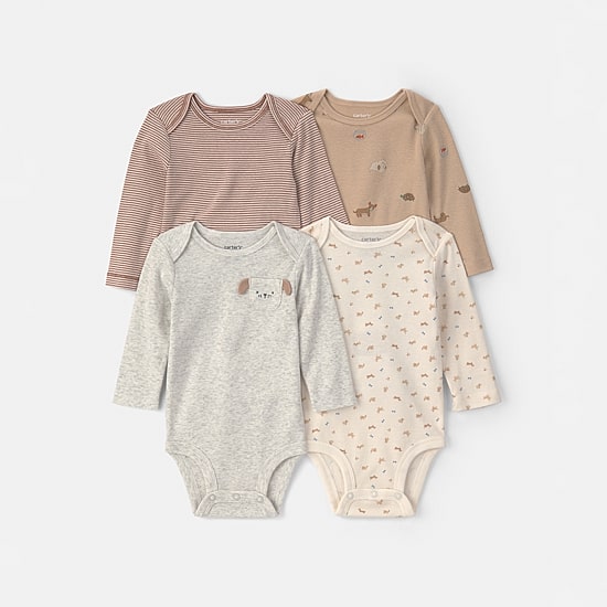 Carter's Baby Unisex Crew Neck Long Sleeve Rib 4-pc. Bodysuit