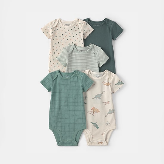 Carter's Baby Boys Crew Neck Short Sleeve Rib 5-pc. Bodysuit