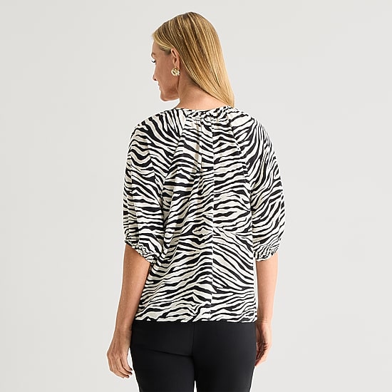 Liz Claiborne Womens Split Crew Neck Short Sleeve Blouse