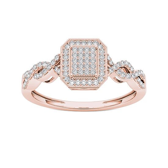 1/5 CT.T.W. Natural Diamond 10K Rose Gold Engagement Ring