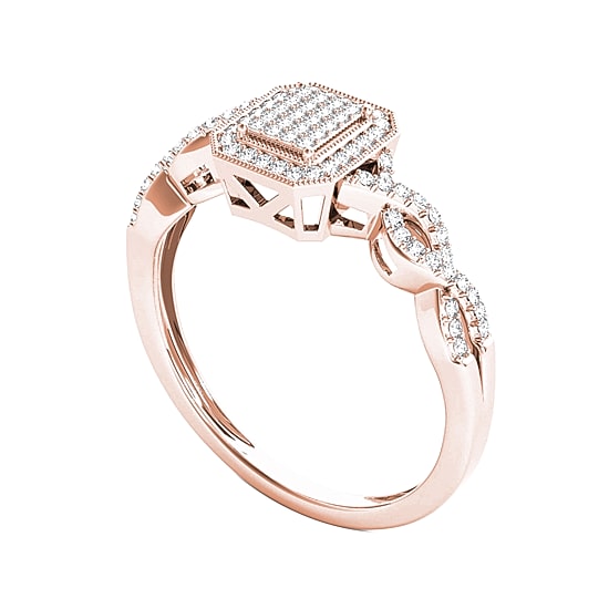 1/5 CT.T.W. Natural Diamond 10K Rose Gold Engagement Ring